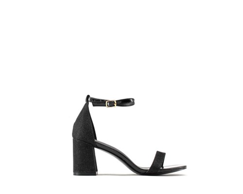 Sandalia Tacón Ancho Efecto Brillo